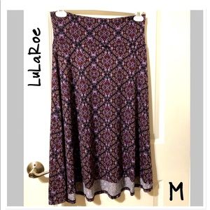 LuLaRoe Purple Patterned Midi Skirt